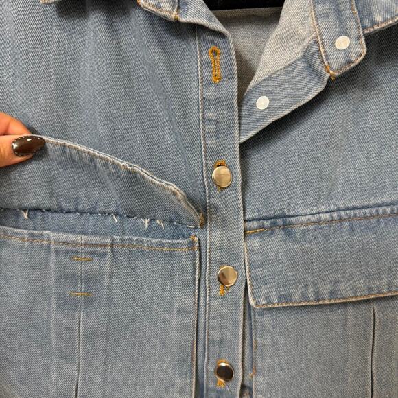 Blue denim cropped vest - Picture 3 of 3